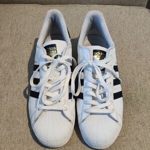 Adidas Classic White Sneakers with Black Stripes